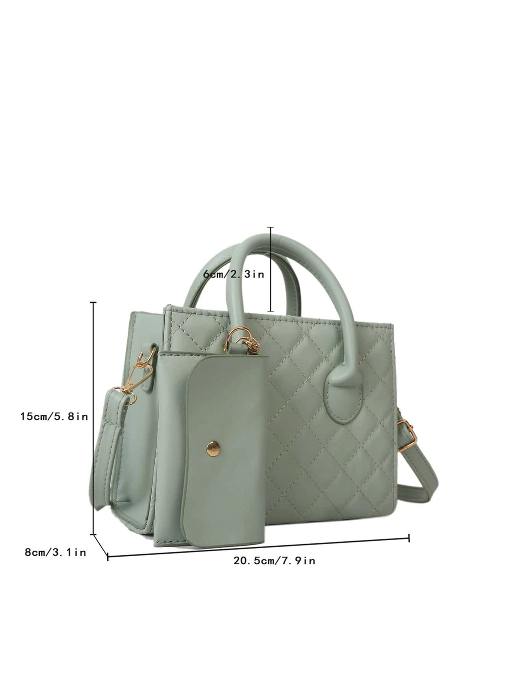 Quilted Square Bag with Small Pouch