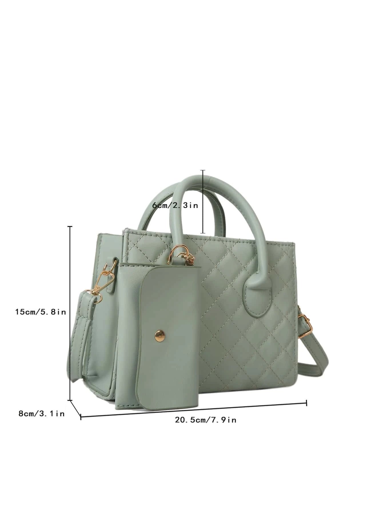 Quilted Square Bag with Small Pouch