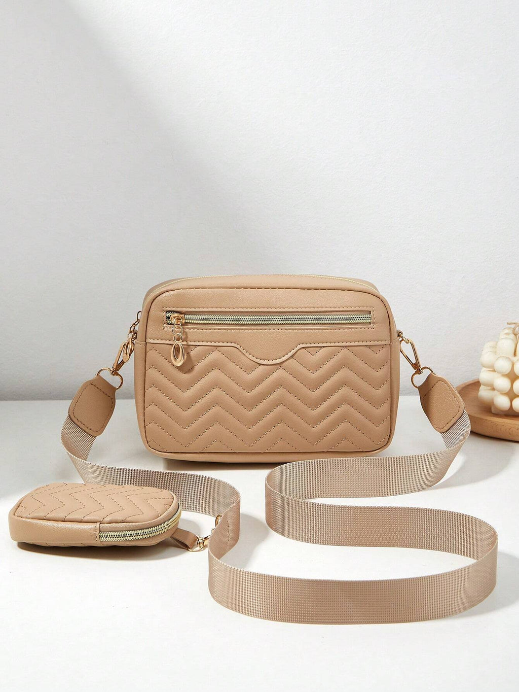 1 Piece Women'S Small Square Shoulder Bag, Quilted Crossbody Handbag with Coin Purse