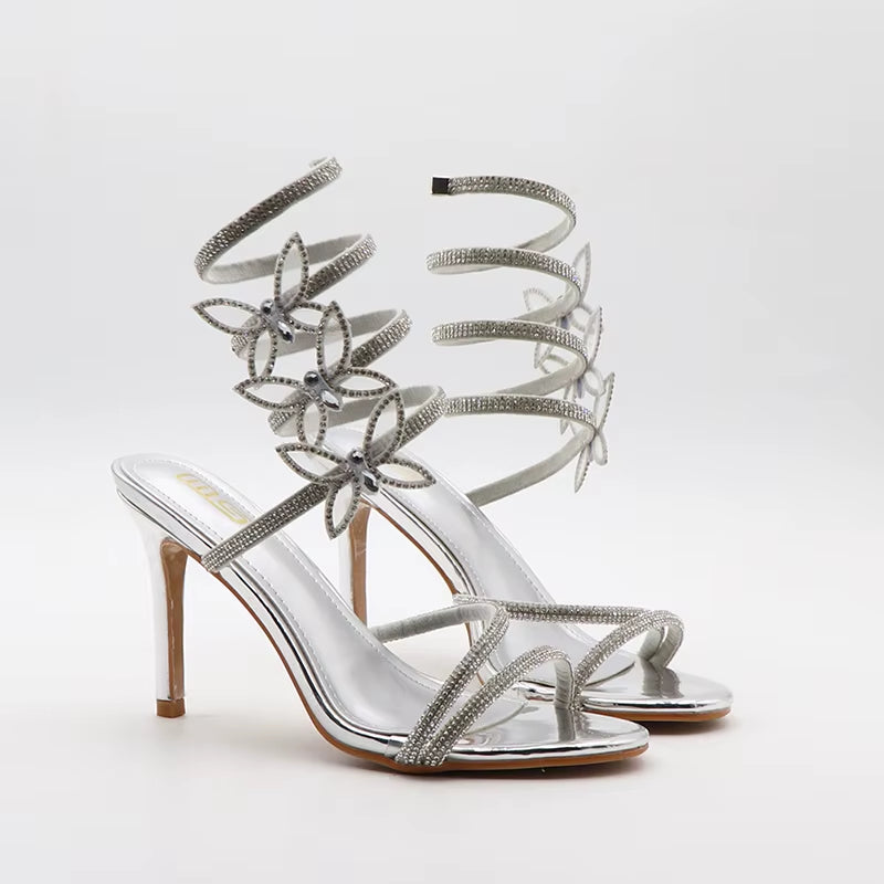 Y New Stiletto Heels Fashion High Heels Versatile Sexy Party Women'S Shoes Spiral Lace-Up Fashion High Heels Sandals Women