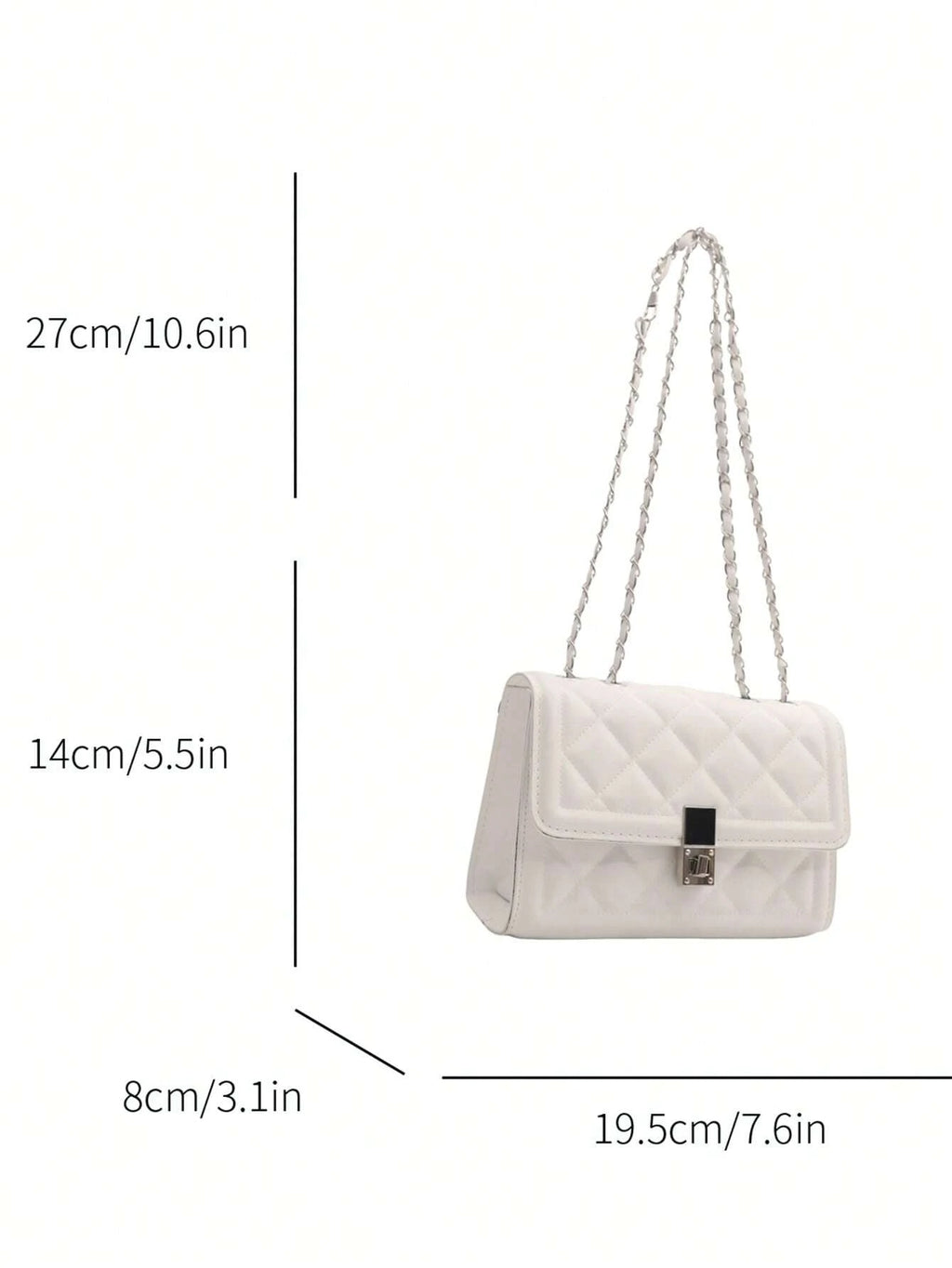 Fashion Solid Color Quilted Square Chain Shoulder Bag, Versatile Flap Banquet Bag New Lightweight Handbag & Purse, Daily Commuting Messenger Bag for White Collar and Student, Casual Mobile Phone Coin Crossbody Bags