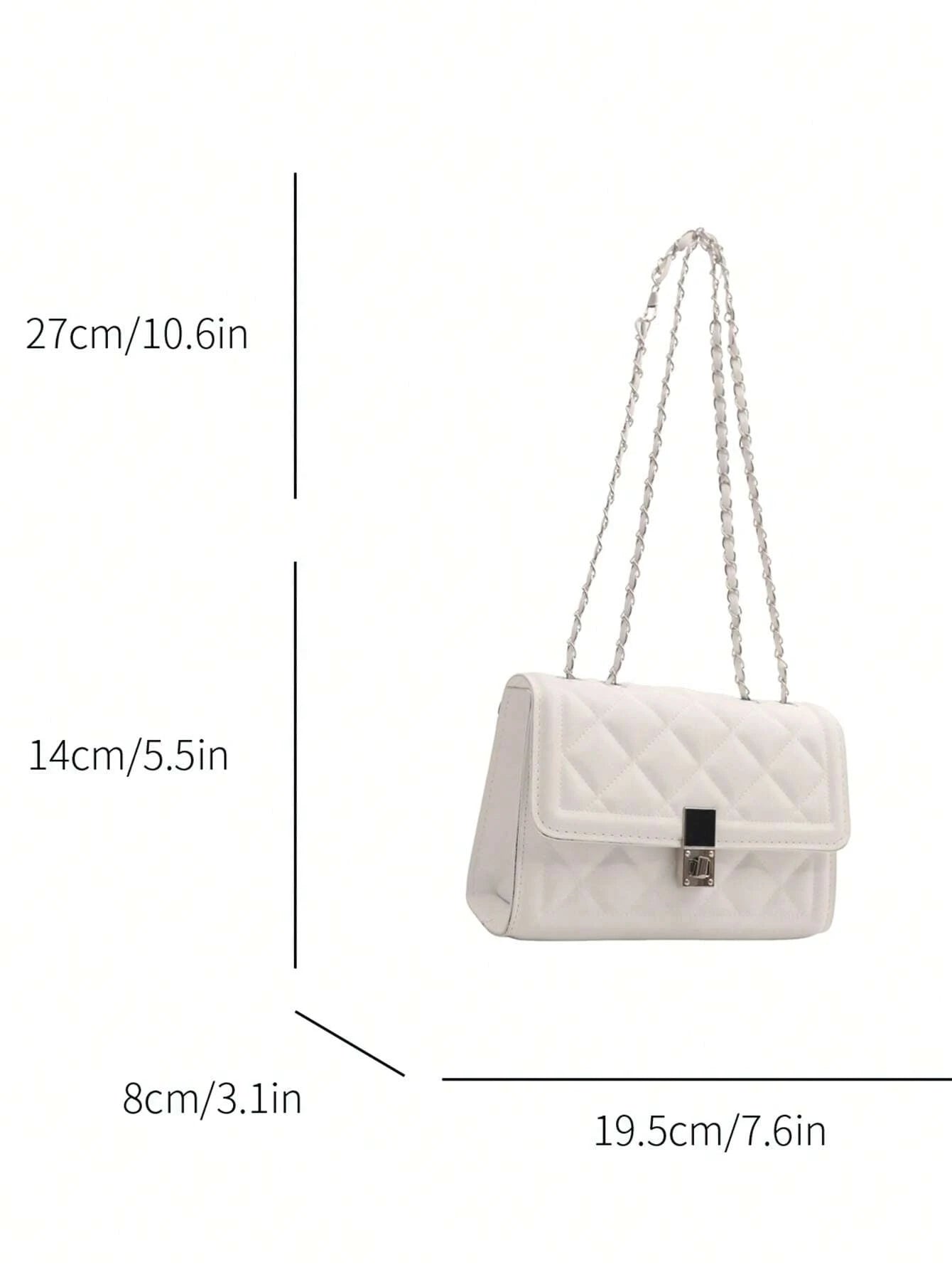 Fashion Solid Color Quilted Square Chain Shoulder Bag, Versatile Flap Banquet Bag New Lightweight Handbag & Purse, Daily Commuting Messenger Bag for White Collar and Student, Casual Mobile Phone Coin Crossbody Bags
