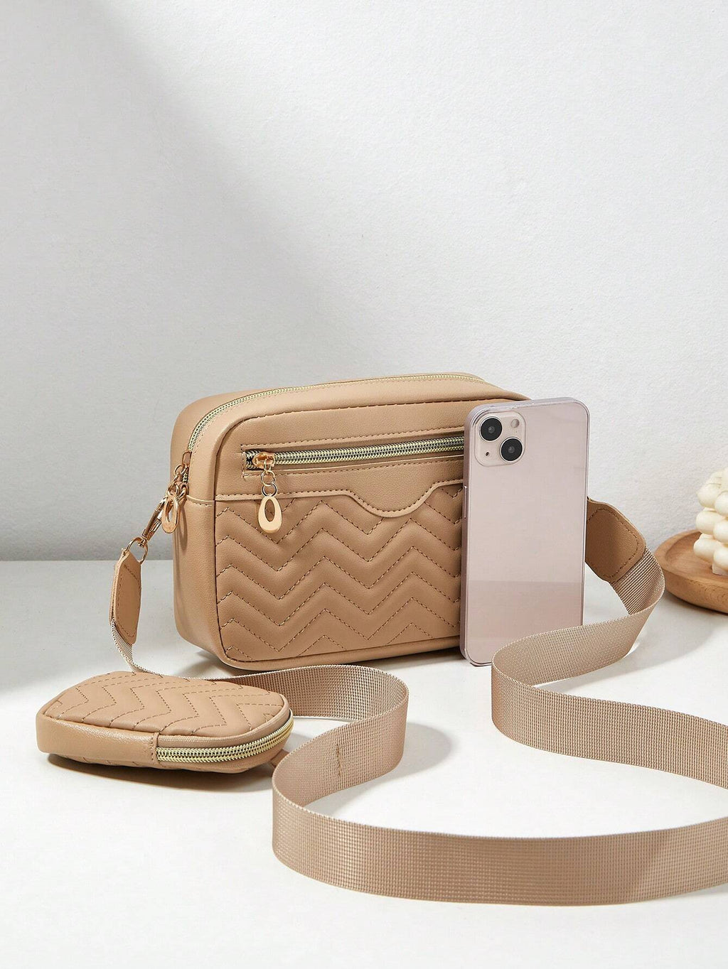 1 Piece Women'S Small Square Shoulder Bag, Quilted Crossbody Handbag with Coin Purse